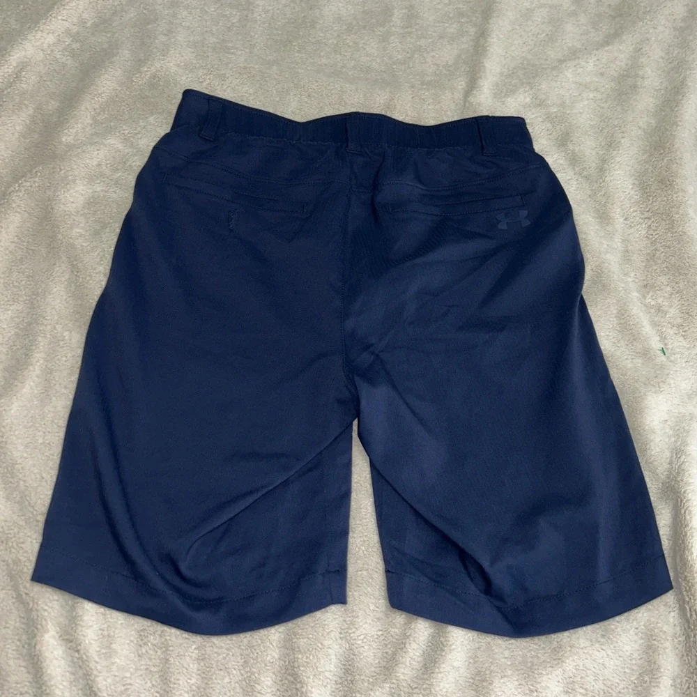 Under Armour Golf Shorts Blue Performance Stretch Flat Front Mens Size 30 x 9